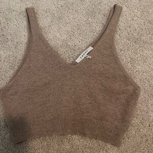 Frame Denim V-Neck Cashmere Crop Top